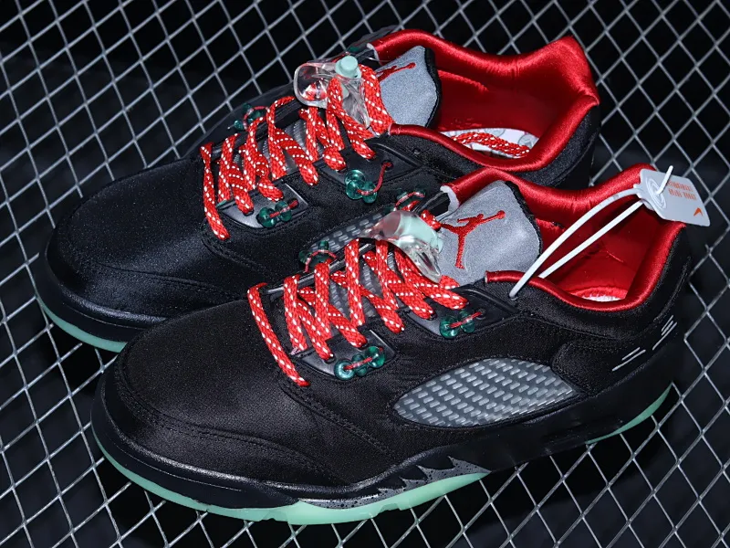 All categories Air Jordan Jordan series basketball shoes Air Jordan 5 G version Clot x Air Jordan 5 Retro Low "CNY" AJ5 Jordan 5 Chinese New Year Black Red Silk Jade Luminous Tear DM4640-036